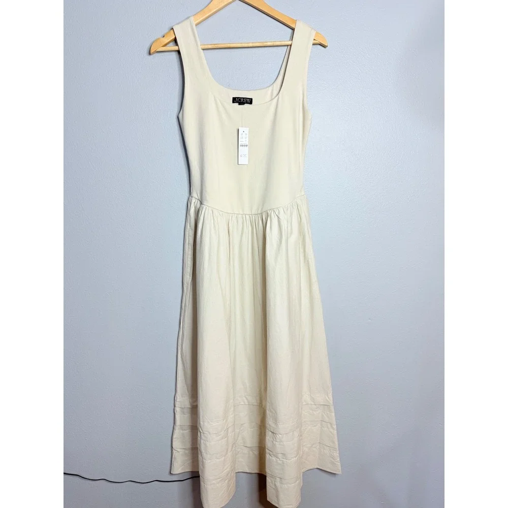 J.Crew Drop-waist mixy dress Small Natural NWT - Picture 3 of 7